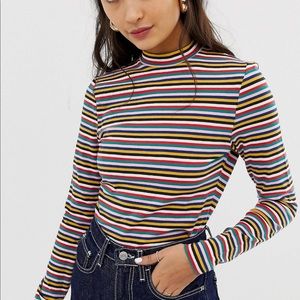 Mock neck striped long sleeve
